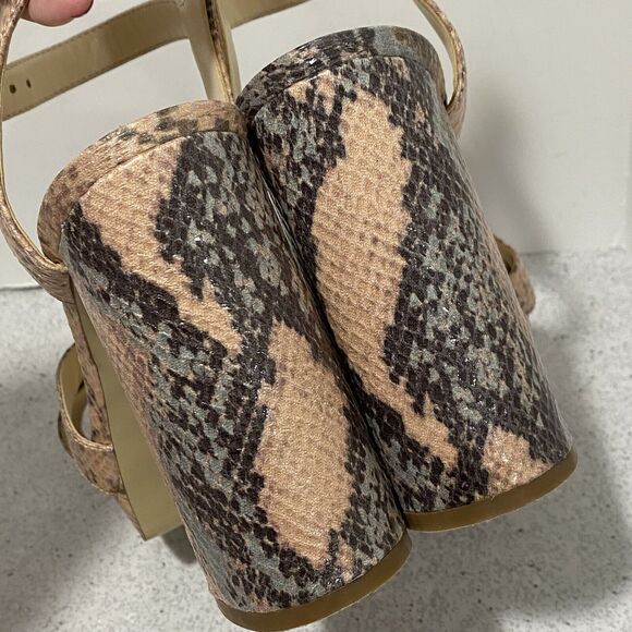 Nine West Funkyo Shoes US 8.5M Faux Lizard Platform High Heel Strappy Sandals - Picture 9 of 12